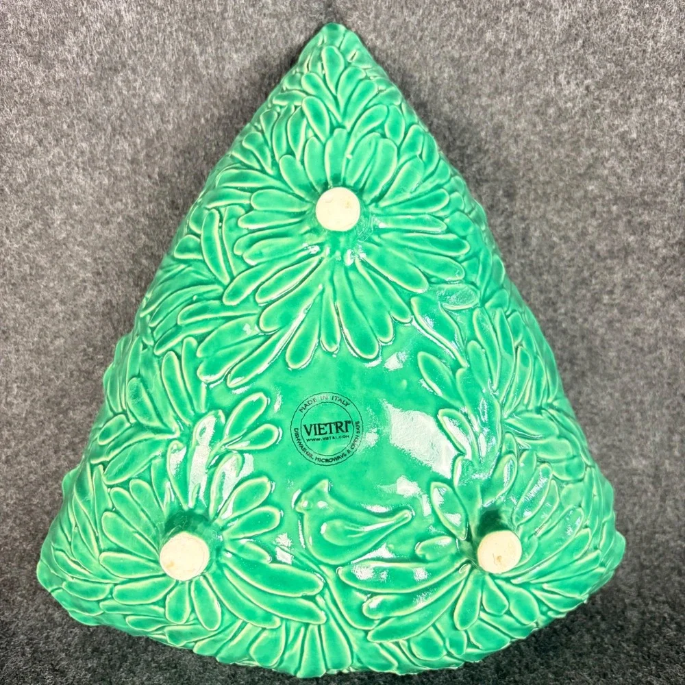 VIETRI Lastra Holiday Figural Tree Green Ceramic Christmas Embossed‎ Bowl Italy